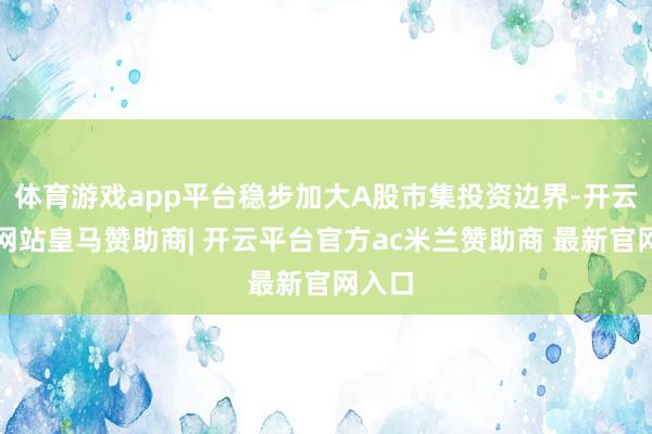 体育游戏app平台稳步加大A股市集投资边界-开云平台网站皇马赞助商| 开云平台官方ac米兰赞助商 最新官网入口